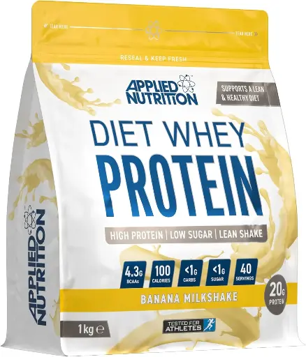 [AN-DW-1KG-BANANA] Applied Nutrition Diet Whey High Protein Powder Supplement - 1kg - 40 Servings - Banana Milkshake