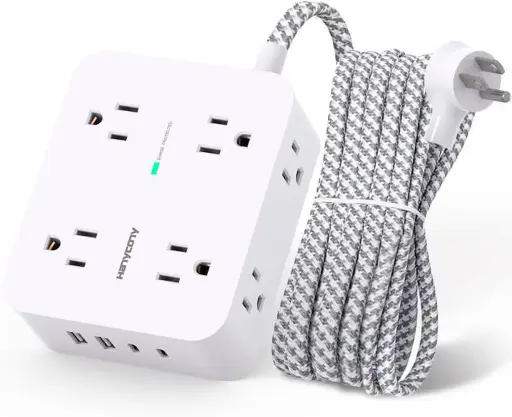 [HN8U5W] Surge Protector Power Strip - HANYCONY 8 Outlets 4 USB (2 USB C) Charging Ports