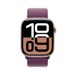 Apple Watch Series 10 GPS 42mm Rose Gold Aluminum Case with Plum Sport Loop